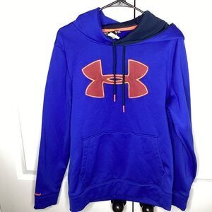 Mens Under Armour DriFit Hoodie small Royal Blue‎ /Orange